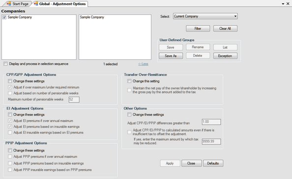 Tools-Global Changes-Adjustment Options